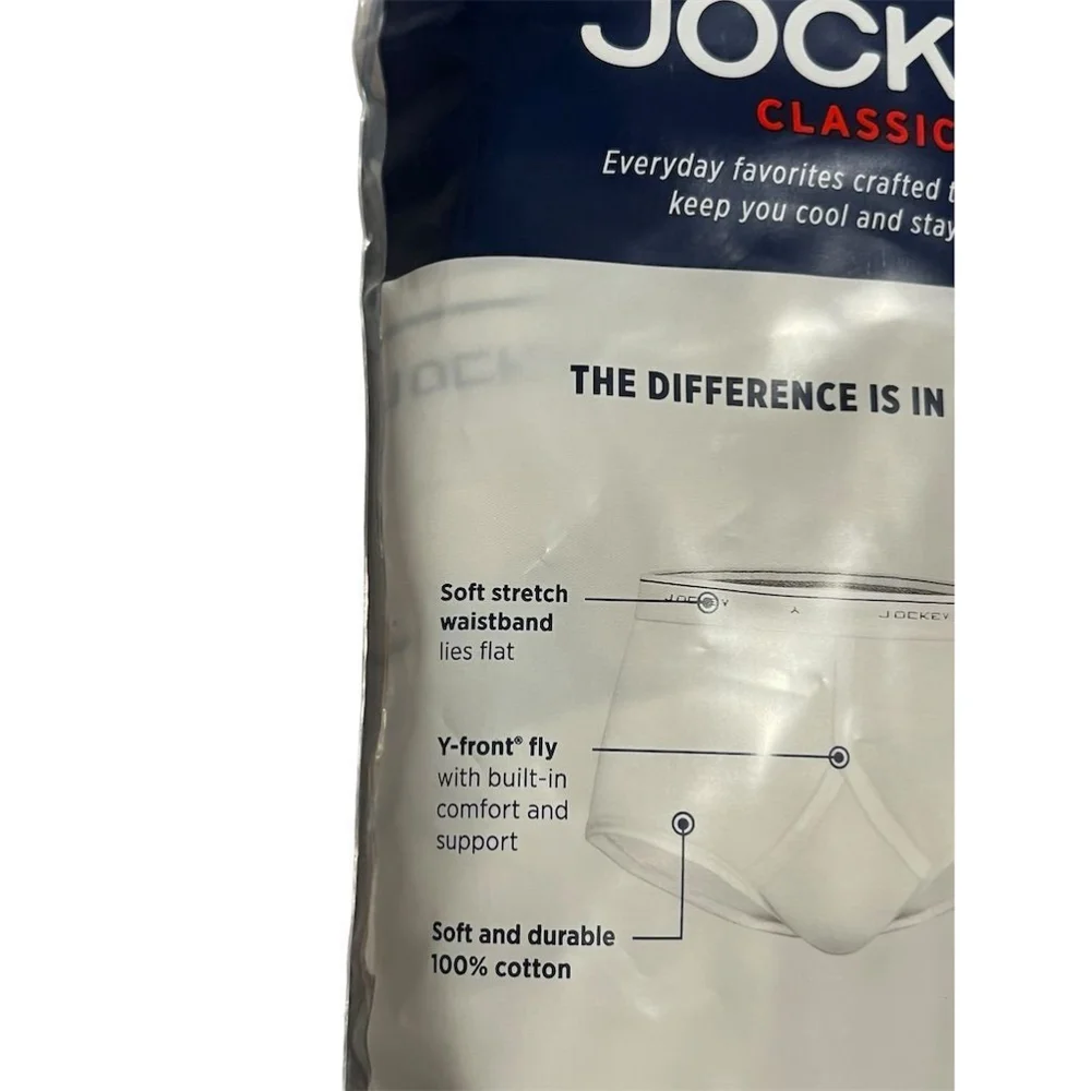 Jockey Briefs 3 Pack Mens Full Rise White Size 38